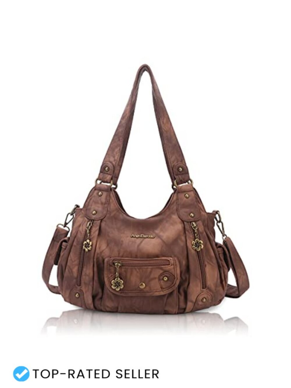 Women's PU Leather Hobo Handbag Crossbody Shoulder Bag Purse Tote with Pockets